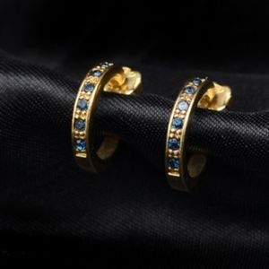 Genuine Natural Sapphire Half Hoop Earrings Avon